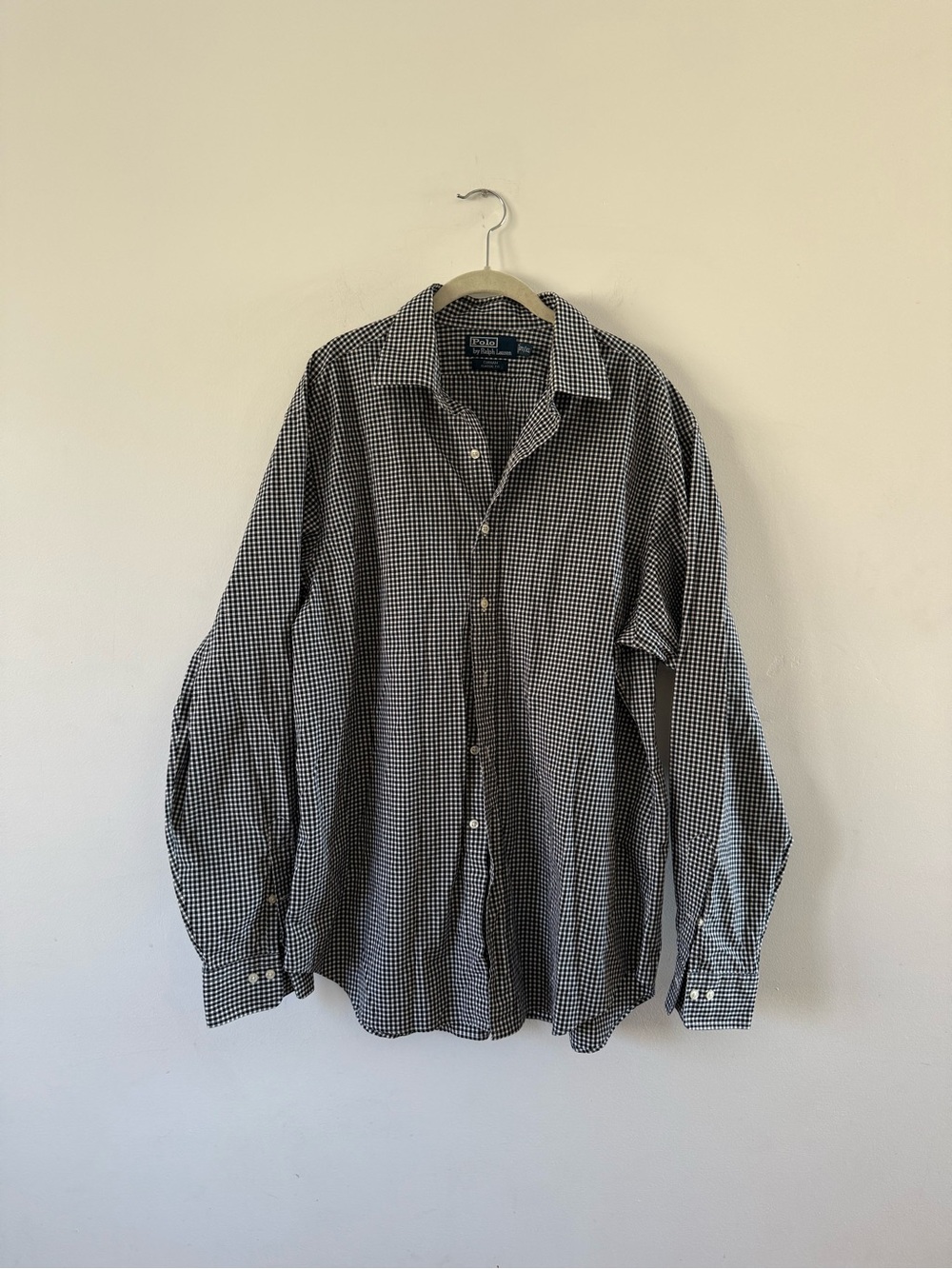 Polo Ralph Lauren Gingham Button-Down Shirt Black & White Oversized Long Sleeve